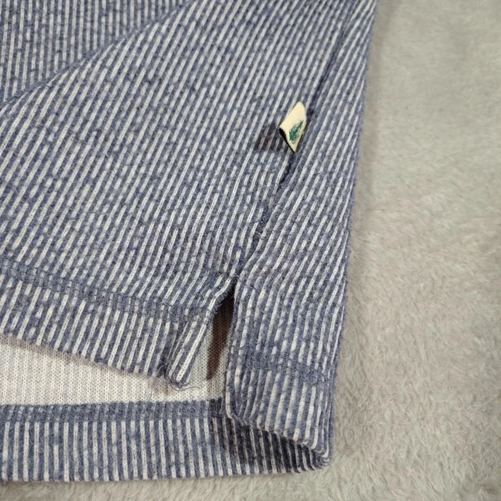Fieldmaster Pullover Sweater Jacket Men M Blue Stripe Hiking 1/4 Zip Long Sleeve